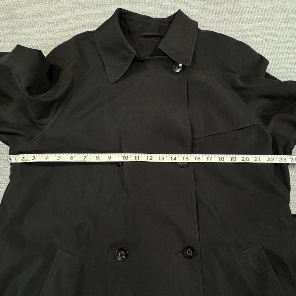 London Fog Trench Coat Womens Sz 14 Double Breasted Black Removable Warmer Lined - Picture 11 of 16